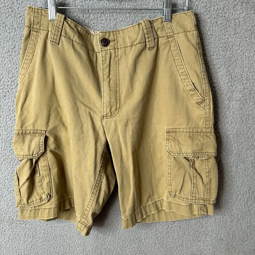 Aeropostale Mens Cargo Shorts Size 32 Khaki‎ Tan Multi Pocket Cotton Gorpcore